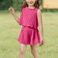 thumbnail image 7 of Mgmyaa Girls Sets Summer Thin Solid Color Casual Sporty Ruffled Wave Round Neck Tank Top & Shorts with Pockets Two-Piece Set 3-15 Years, 7 of 7