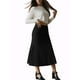 thumbnail image 4 of Falda de punto acanalado A-Line de Seta T para mujeres, con cintura alta elástica y falda midi XL negra, 4 of 6