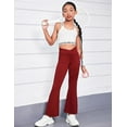 thumbnail image 3 of Oudiya Girls Flare Leggings High Waisted Casual V Crossover Pants Yoga Bell Bottoms with Pockets for Kids 5-14Y, 3 of 8