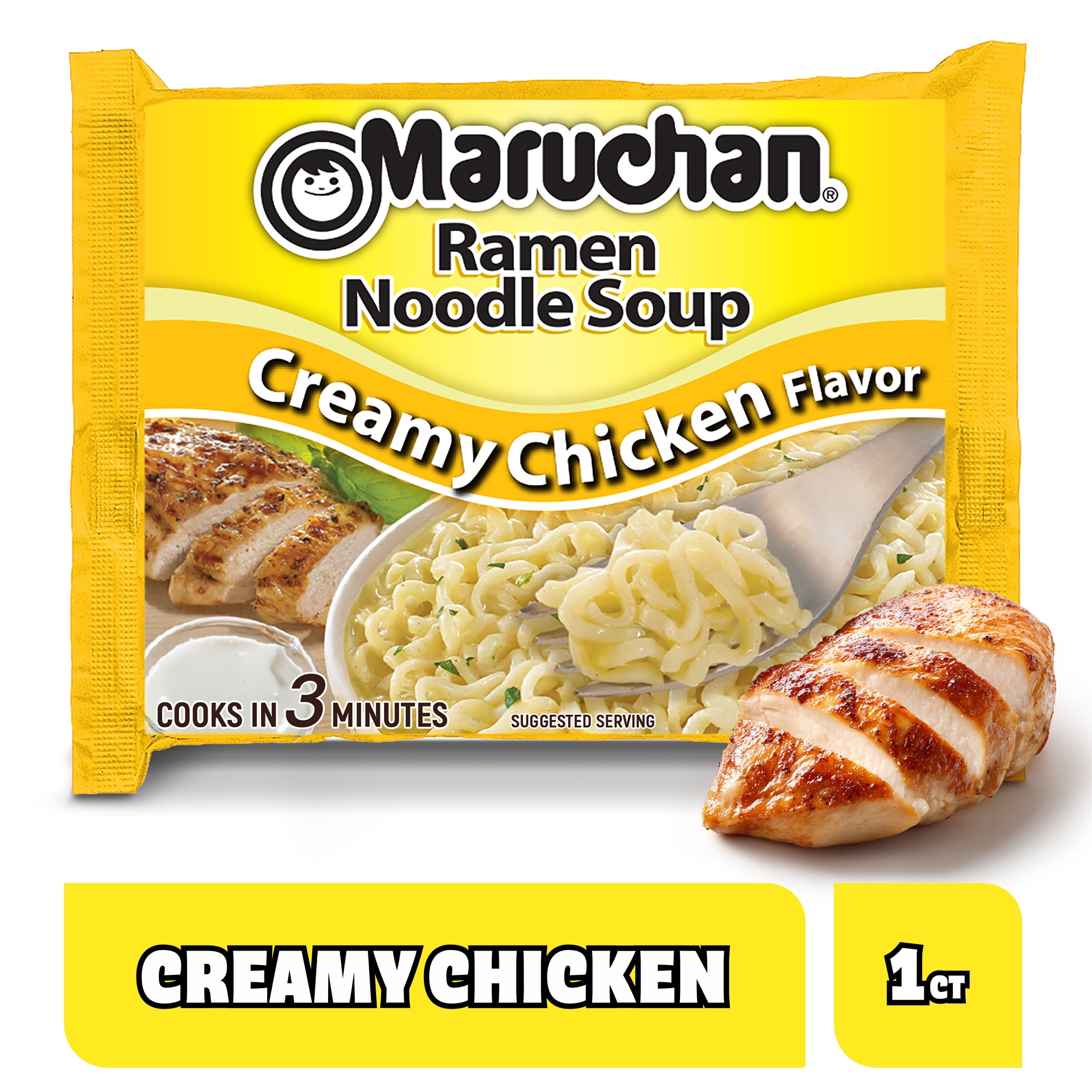 Maruchan Ramen Noodle Soup, Creamy Chicken Flavor Instant Noodles, 3 oz