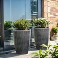 thumbnail image 4 of LuxenHome Sea Gray Ripples 17-Inch Tall Ceramic Planter, 4 of 7