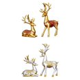 thumbnail image 1 of 2 pares de estatuas nórdicas de reno, esculturas de animales, decoración para el hogar y la oficina. Oro plateado, 1 of 3
