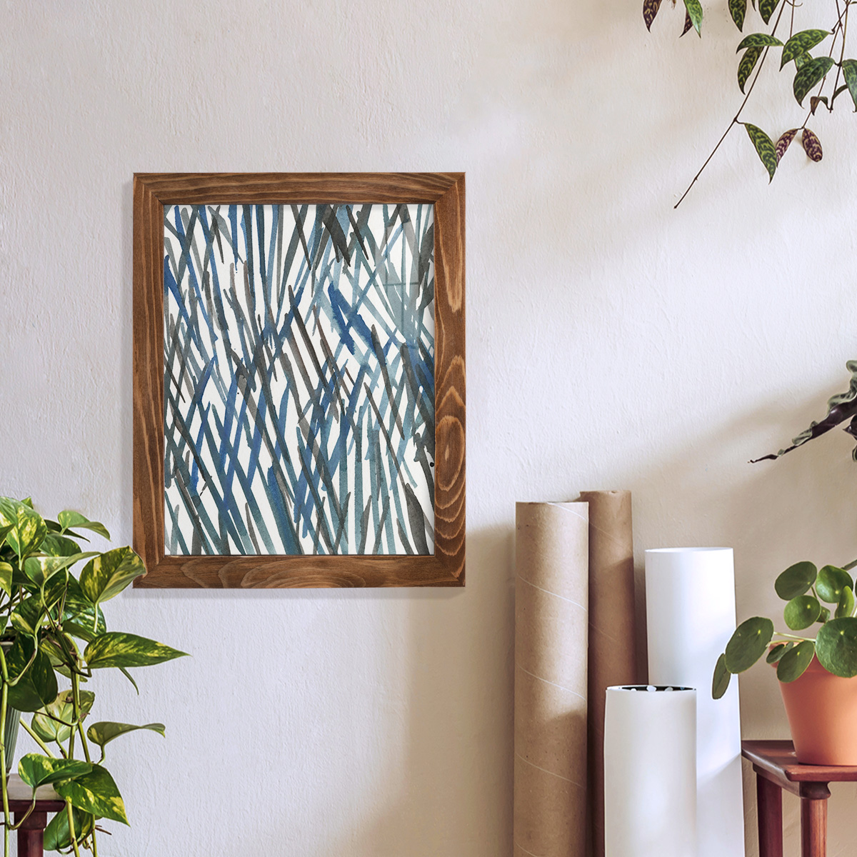 Blue Grass II - Framed Print w/glass - Walnut