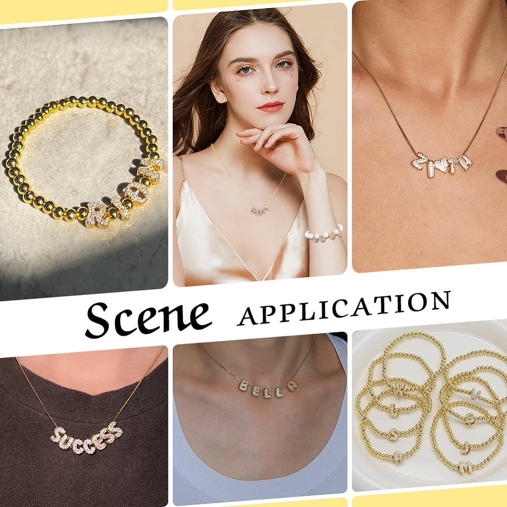 26Pcs 26 Styles Brass Micro Pave Cubic Zirconia Beads Letter Rack Plating Long-Lasting Plated Real 18K Gold Plated Letter A-Z