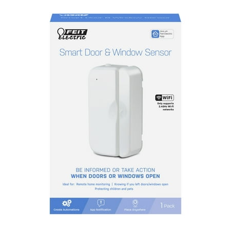 FEIT ELECTRIC - Battery Powered Wi-Fi Smart Window Sensor - White