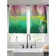 thumbnail image 3 of Pink Flower Tree Sheer Curtains 45 Inches Length 2 Panels Set, Window Sheer Curtains for Living Room/Bedroom, Spring Lake Boat Country Natural Scenery Light Filtering Rod Pocket Curtain 52''x45''x2, 3 of 8