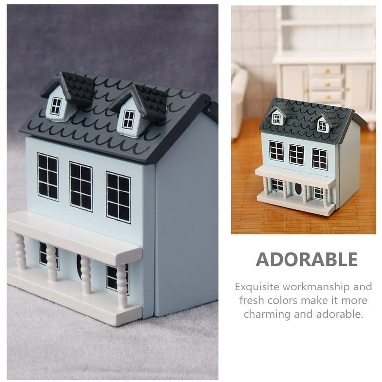Home Decor Tiny House Tiny House Miniature House Kit Miniature Wooden Model Building for Boys Girls Mini House Accessories Blue Tiny House Christmas