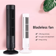 Ludlz Home Office Mini Electric USB Bladeless 2 Speed Desktop Air Cooling Tower Fan