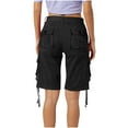 thumbnail image 3 of Women's Cotton Twill Cargo Shorts High Waisted Stretch Long Shorts with Multi Pockets Casual Summer Pants (29, Black), 3 of 6