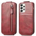 thumbnail image 2 of SaniMore for Samsung Galaxy A33 5G Magnetic Closure Top & Bottom Flip Wallet Case, Premium PU Leather Cover with Car Mount Card Slot & Adjustable Kickstand Full Body Protective Shell, Red, 2 of 9