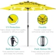 10 ft 3-Tier Solar Patio Umbrella with 24 LED Lights, Ventilated Canopy ...