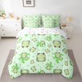 thumbnail image 2 of Homewish Kawaii Green Frog 7pcs Bedding Comforter Set For Preppy Children,Cartoon Animal Queen Bedding Sets Super Cozy,Polka Dots Queen Sheet Sets,Microfiber Bedroom Decor,Reversible, 2 of 8