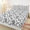 thumbnail image 4 of jejeloiu Preppy Bow King Sheets For Men Women,Classic Pattern Bedding,Black White,4 Pieces,1 Flat Sheet, 1 Fitted Sheet and 2 Pillowcases, 4 of 6