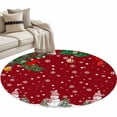 thumbnail image 2 of Round Area Rugs Collection 4 Ft, Christmas Red Non-Slip Residential Carpet, Snowman Xmas Pine Branch Cardinal Bird Snowflake Indoor Crawling Mats Runner Rugs for Living Room/Dining Room/Bedroom, 2 of 8