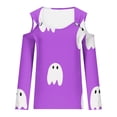 thumbnail image 4 of WREESH Halloween Long Sleeve Tops Women's Fashion Halloween Prints T-Shirt Long Sleeves Blouse Casual Tops Purple, 4 of 5
