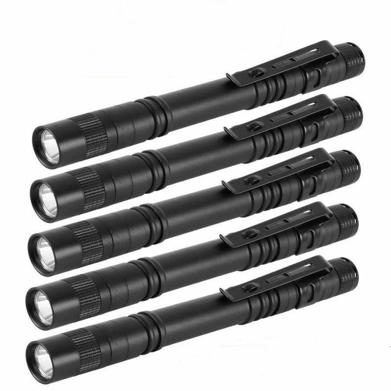 5PCS Mini Flashlight LED Pen light Clip Tactical Torch Lamp Accessories 
