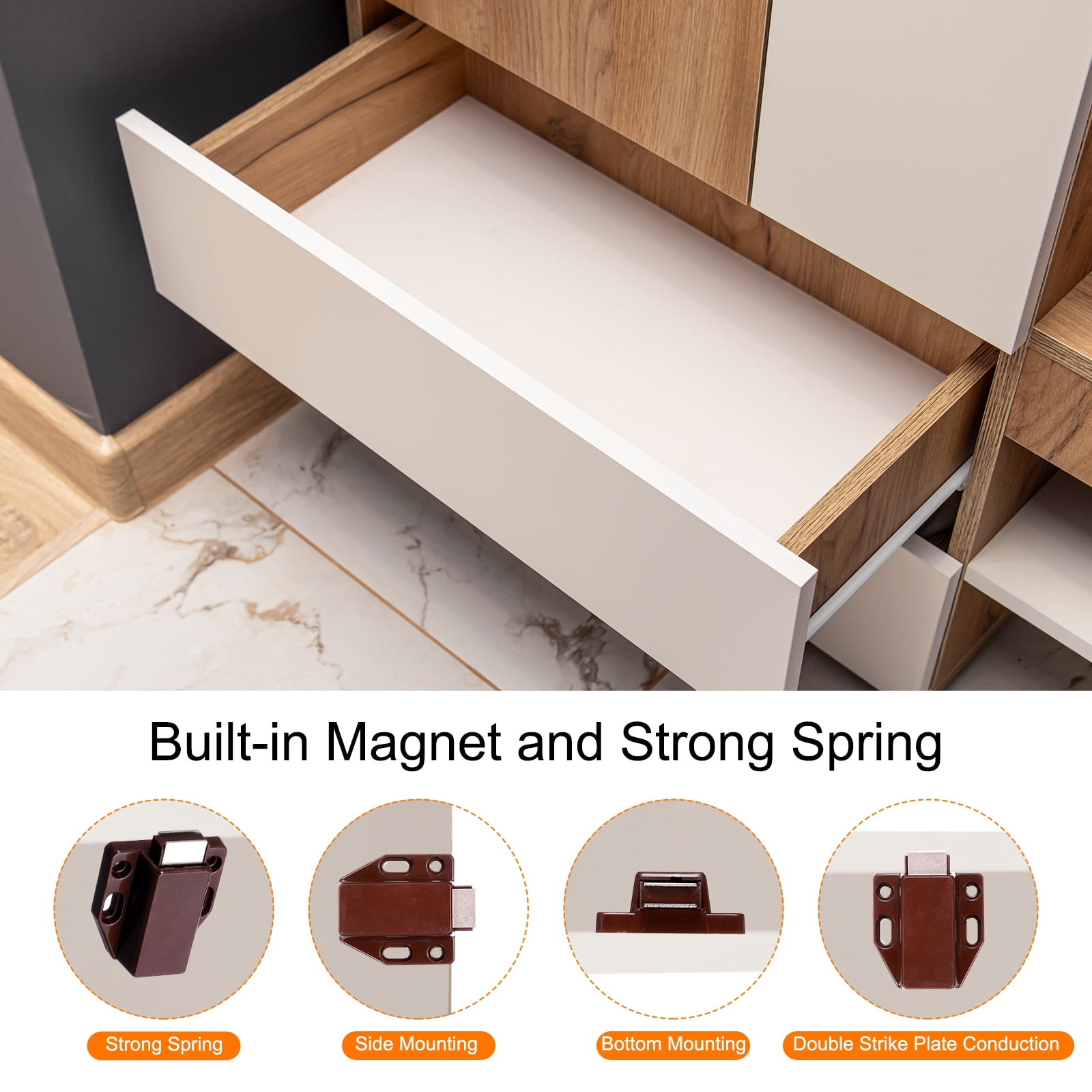 Unique Bargains Push to Open Pressure Touch Release Latches for Closet Door Black