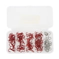 thumbnail image 2 of Triple Barbed Hooks,  Penetrability Fishing Treble Hooks Kit Nickel Coating Incisive with Storage Box for Pond Red, 2 of 8