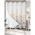 thumbnail image 4 of Pink Blue Spring Floral No Hook Shower Curtain Waterproof,Bathroom Curtains with Snap in Liners and See Through Top Window,Watercolor Elegant Botanical Rustic Hotel Bathtub Curtains Shower 72"Wx72"L, 4 of 8