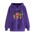 thumbnail image 5 of BiZtdJrK Halloween Hoodies for Women Pumpkin Graphic Long Sleeve Hoodie Pullover Fashion Cute Sweatshirt Teen Girl Clothes with Pocket Purple XL, 5 of 6