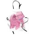 thumbnail image 1 of Elephant Nursery Apron Comic Safari Animals as Toddler with Tusks Mammal Savannah Zoo Cartoon, Unisex Kitchen Bib Apron with Adjustable Neck for Cooking Baking Gardening, Pink White, by Ambesonne, 1 of 3