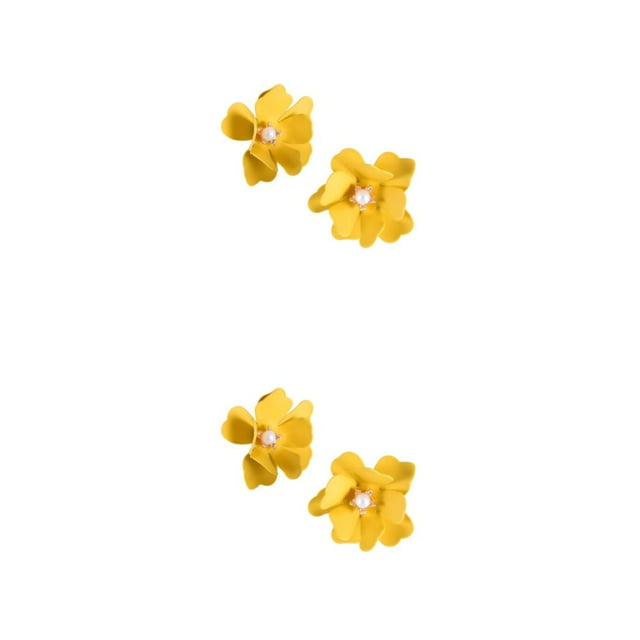 Justharion 2Pcs Boucles d'Oreilles Fleur Stud Core Mode Eardrop Cadeaux de Mariage Accs Jaune 2Set