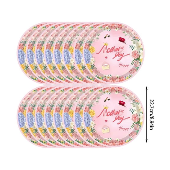 SouMaox Mother's Day Party Supplies Disposable Tableware Set Floral Paper Plates Cups Napkins Elegant Brunch Dining Decorations