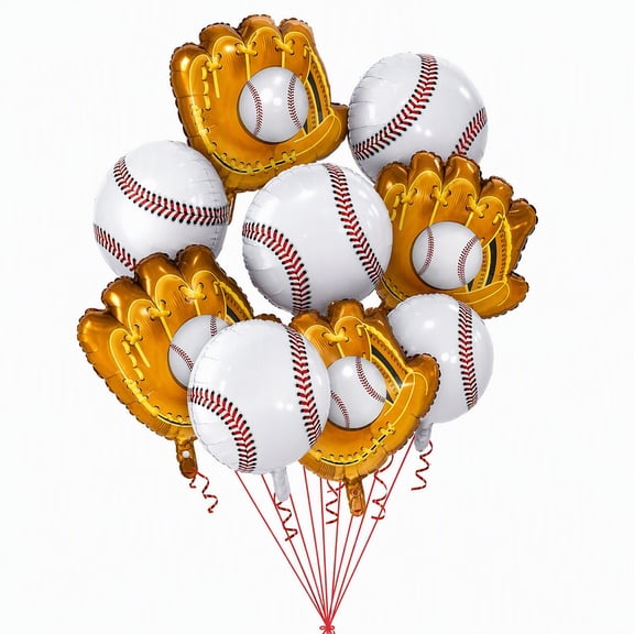 MJUMPPH Baseball Foil Balloons, 8 Count, Multicolor