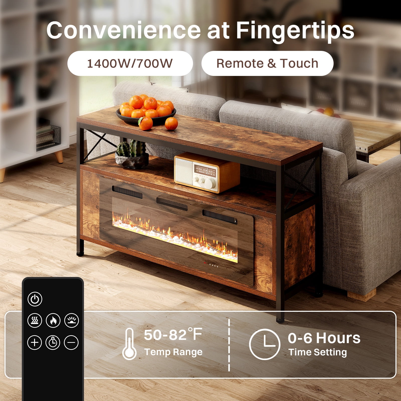 40" Insert Wall Mounted Electric Fireplace Mantel Features a Touch Screen, Timer, Adjustable Flame Color, 700W / 1400W