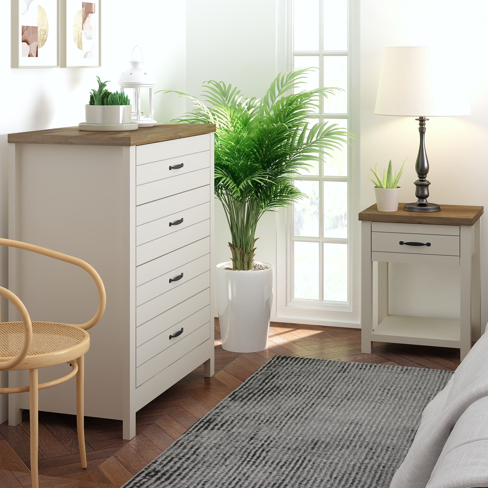 Lancaster farmhouse oak top rectangular nightstand set of 2 deals