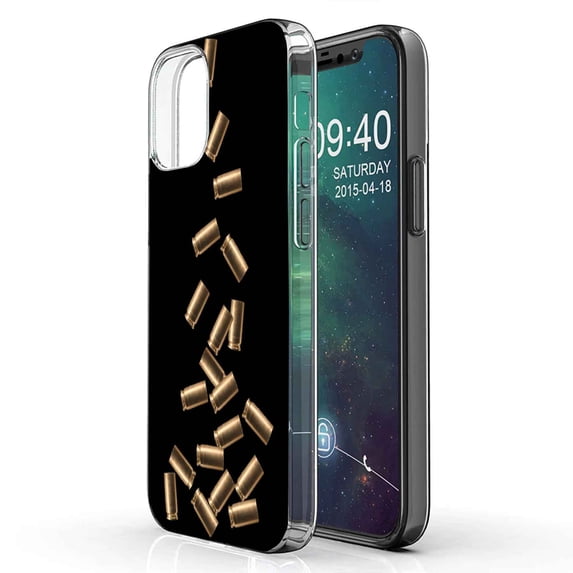 TalkingCase Slim Phone Case Compatible for Apple iPhone 12, 12 Pro, 9mm Bullet Shells Print, Lightweight,Flexible,Soft, USA