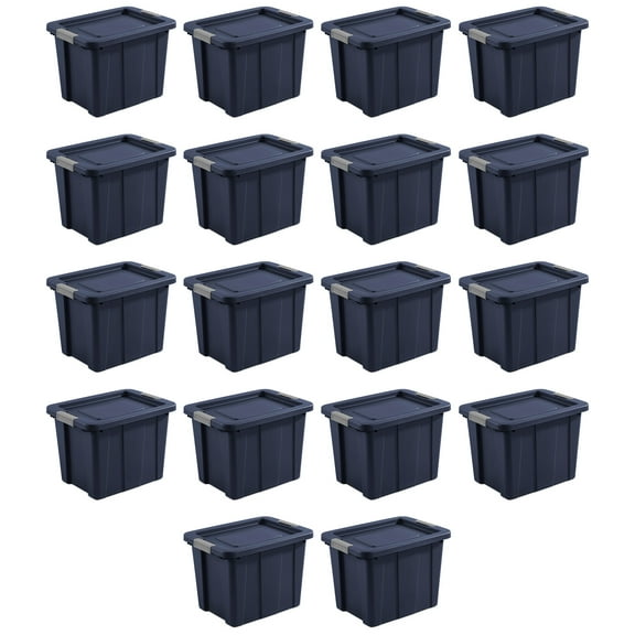 Sterilite Tuff1 18 Gal Plastic Storage Tote Bin with Lid, Blue (18 Pack)
