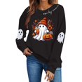 thumbnail image 2 of Sweatshirts for Women JIANLAI Spooky Season Cute Ghost Pumpkin Graphic Crewneck Sweatshirt, Fall Halloween Long Sleeve Pullover Top, Loose Casual Printed Sweatshirt, 2 of 7