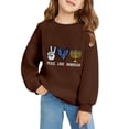 thumbnail image 2 of BdTemWBs Peace_Love_Hanukkah Sweatshirt for Kids, Boys Girls Heart Graphic Pullover Tops Crew Neck Long Sleeve Shirts Cinch Waist (Coffee,3-4 Years), 2 of 4