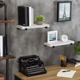thumbnail image 4 of MyGift 16 inch Rectangular Wall-Mounted Wood Shelves with Black Metal Pipe Brackets, White, 4 of 6
