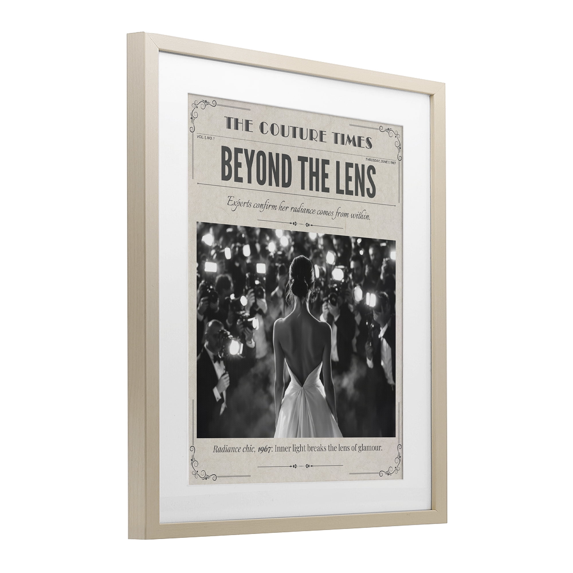 The Couture Times Magazine Birch Framed Print Under Glass, design by A Barefoot Stylist