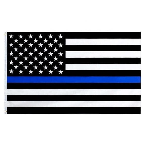 3x5FT Thin Blue Line Black And White American Flag Police Law Enforcement Defend