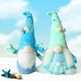 thumbnail image 3 of 2Pcs Ocean Day Decor Gnome Summer Holiday Decorations, Summer Beach Doll Elf Decorations Tree Ornaments, Blue Tomte Swedish Doll Handmade Luckily Figurine Gift for Home Office, 3 of 5