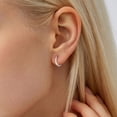 thumbnail image 3 of ChicSilver 925 Sterling Silver Huggie Hoop Earrings for Women Sensitive Ears, 8MM Small Silver Hoop Earrings, Hypoallergenic Cartilage & Helix Earrings, Tiny Sterling Silver Hoops, White Gold Plated, 3 of 9