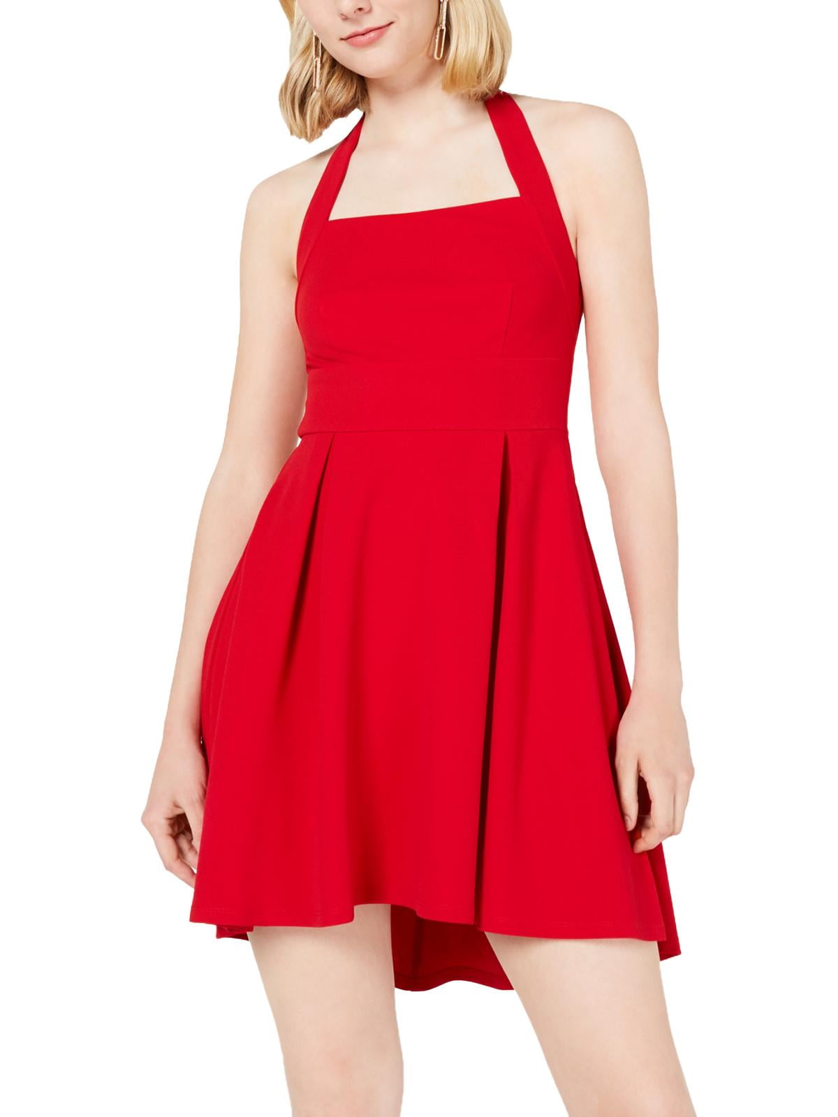 red halter mini dress