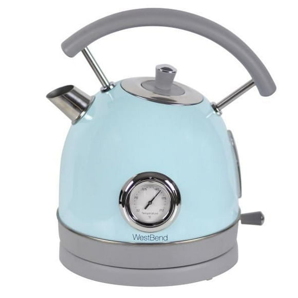 West Bend 1.7L, Retro-Style, Stainless Steel Electric Kettle, 1500 Watts, Blue