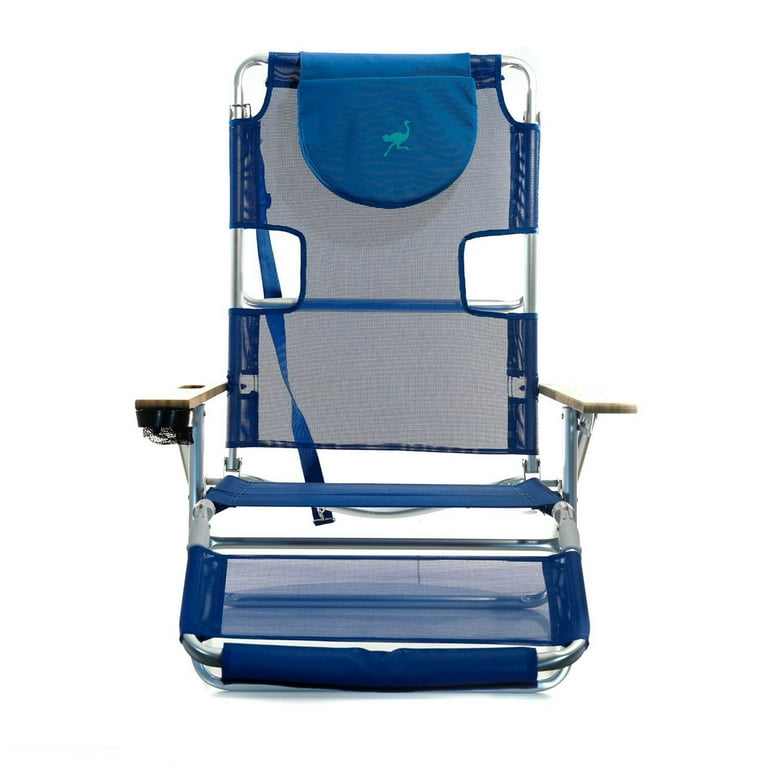 Ostrich 3N1 Lightweight Outdoor Beach Lounge Chair with Footrest Blue