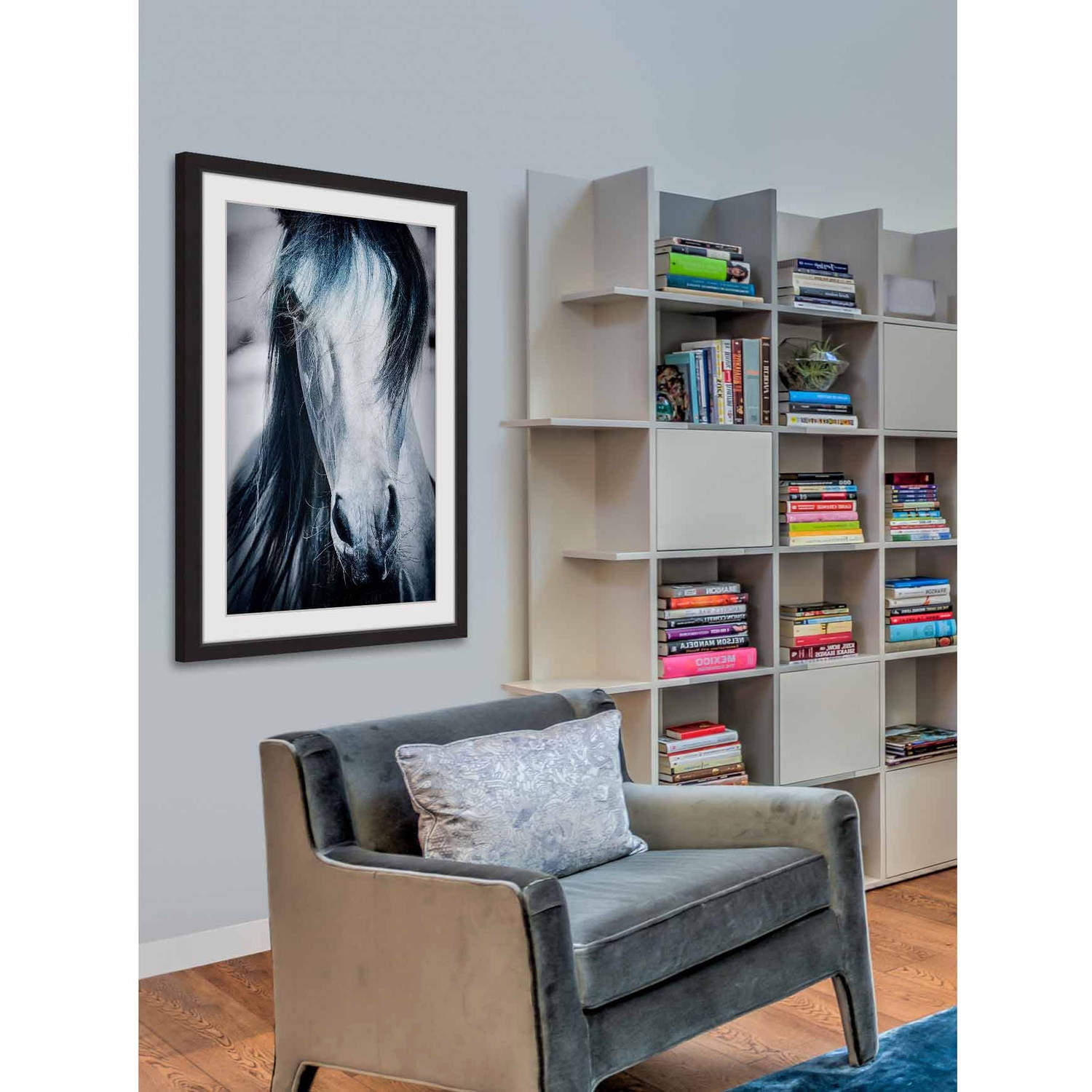 "Blue Horse" Framed Painting Print