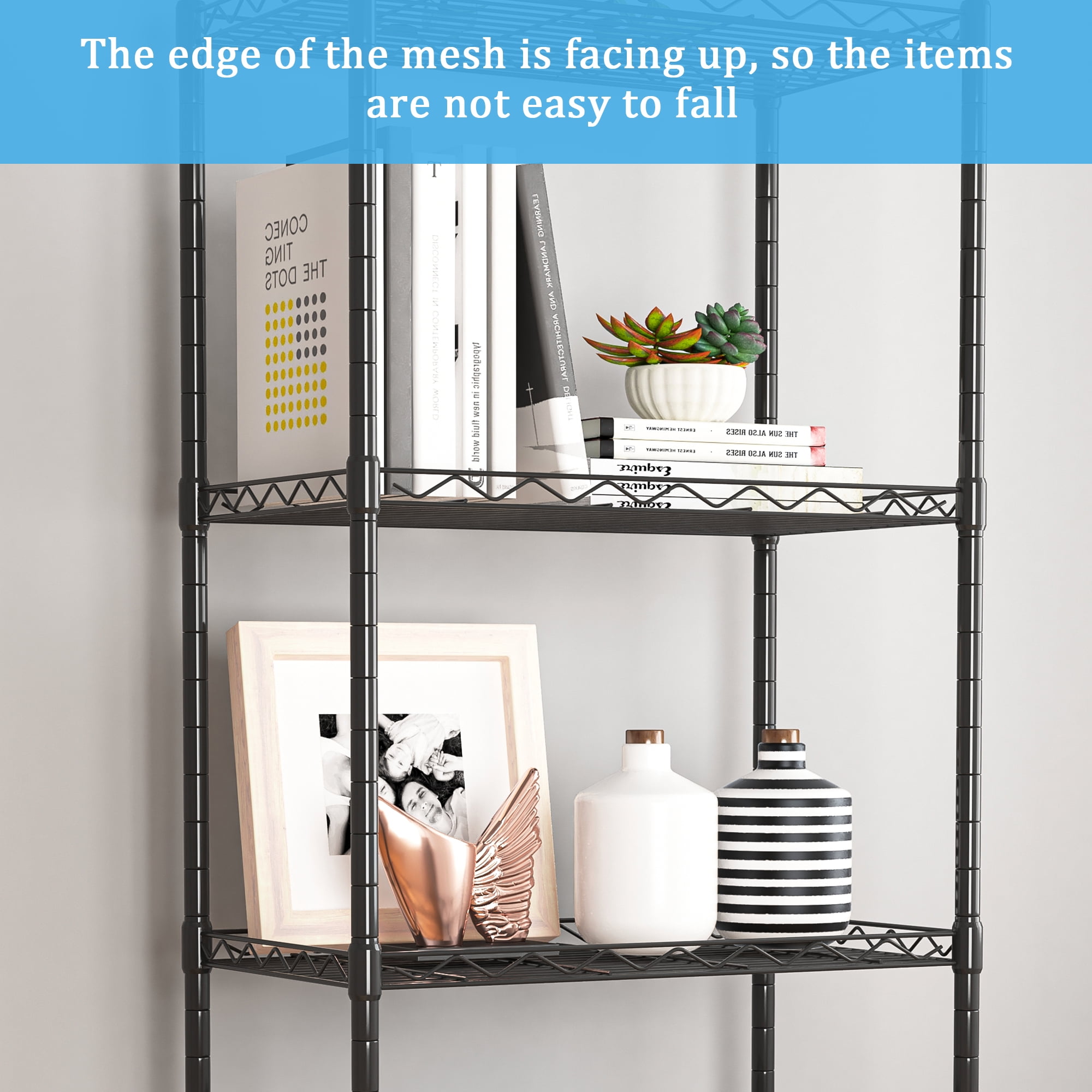 YYAo 5 Tier Wire Shelving, 59.06" Metal Display Shelf for Kitchen, Adjustable Black Plant Shelf Rack YYAo 5 Tier Wire Shelving, 59.06" Metal Display Shelf for Kitchen, Adjustable Black Plant Shelf Rack