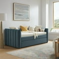 thumbnail image 5 of Modway Veyla Channel Tufted Performance Velvet Twin Daybed With Trundle in Blue, 5 of 10