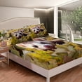 thumbnail image 3 of Cute Ferret Sheet Set Cute Wild Animal Bed Sheets Set 3D Print Animal Sheets, Lovely Furry Animal with Botanical Leaves Flat Fitted Sheet Adults Teens, King, 3 of 6