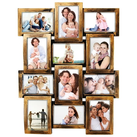 Retro Tv Picture Frame Photo Frame 23X18 Retro Bronze Finish PVC Picture Frame Selfie Gallery Collage Wall Hanging For 6x4 Photo - 12 Photo Sockets - Classic Loyalty Style - Wall Mounting Design ()
