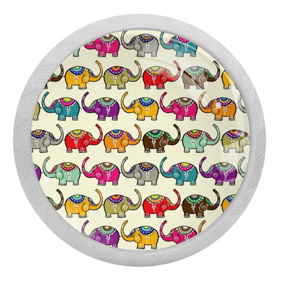 4PCS Round Elephant Cabinet Fluorescence Knob Glowing in the Dark Furniture Drawer Pulls Handle with Screws