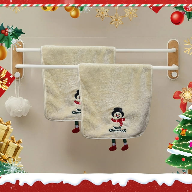 Toallas sanitarias, artículos esenciales para dormitorios, corales navideños, toallas de forro polar bordadas con cuatro patrones de Papá Noel, muñeco de nieve, alces y árbol de Navidad, disponibles p