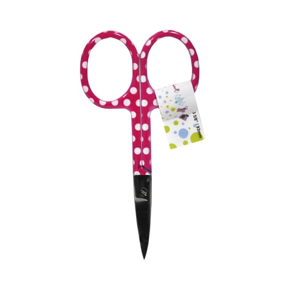Curved Tip Bright Dots Embroidery Scissors Pink